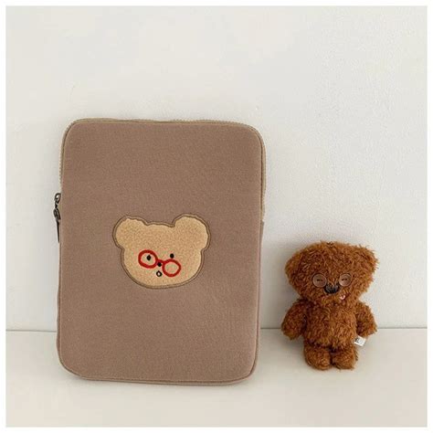 Kawaii Nerdy Bear Laptop Bag Korean Cute Tablet Bags Laptop Etsy