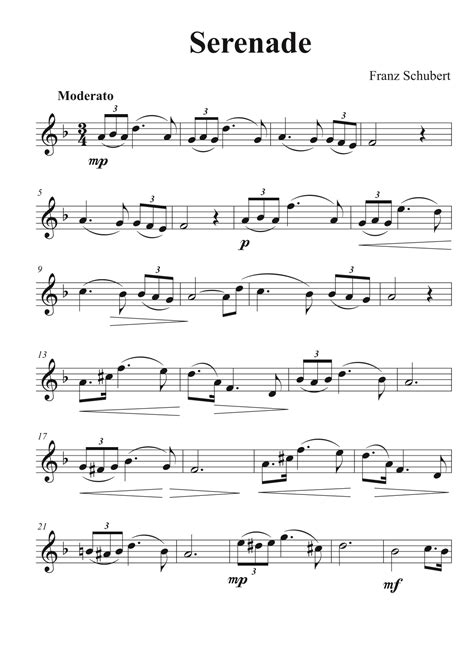 Serenade Easy Piano Arr Avgusta Udartseva By Franz Schubert Sheet