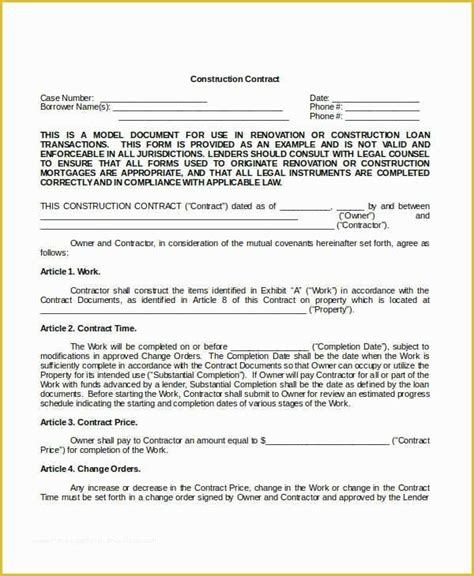 Free Construction Contract Template Of Construction Contract Template 12 Word Pdf Apple ...