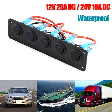 Gang Blue Led Rocker Switch Panel V A V A Dc For Car Marine