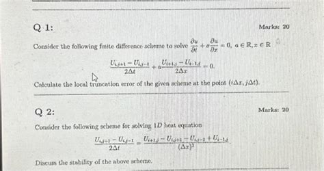 Solved Consider The Following Finite Difference Scheme To Chegg