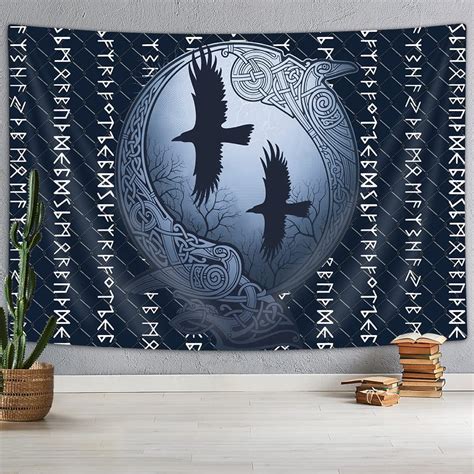 Viking Art Tapestry Crow Spirit Tapestry Norse Mythology Ancient