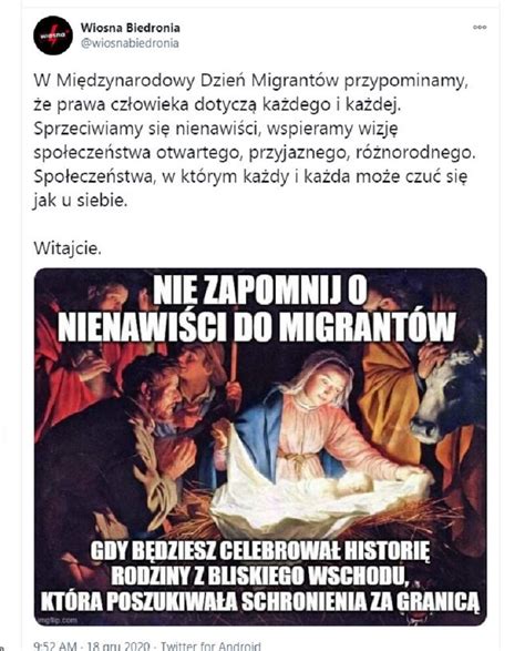 Nie zapomnij o nienawiści do migrantów Wiosna Biedronia szokuje na