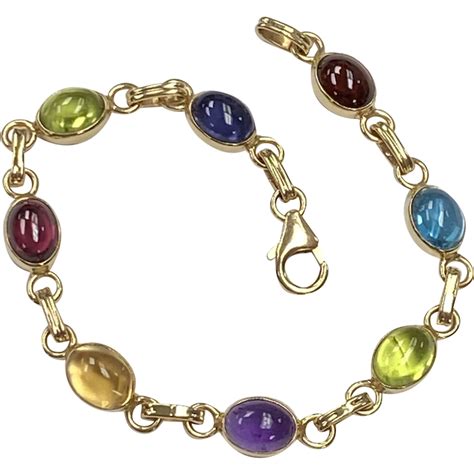 Buy Colorful Gemstone Cabochon Bracelet 14K Gold Online | Arnold Jewelers