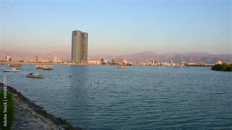 Panorama Of Ras Al Khaimah View From The Corniche Towards Downtown The