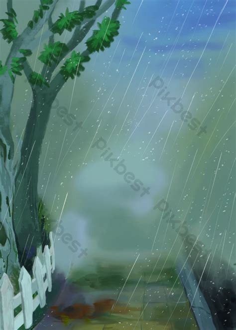 Rain And Fence Trees | PSD Backgrounds Free Download - Pikbest