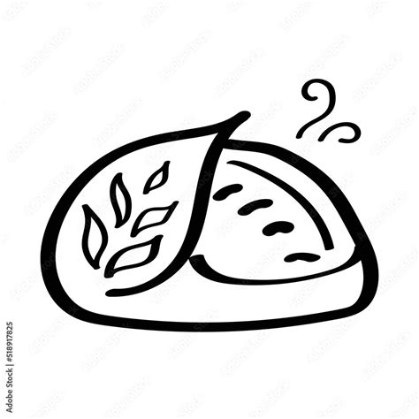 Decorative bread, vector black and white illustration. Bakery. Line art ...