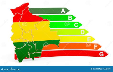 Bolivian Map With Energy Efficiency Rating D Rendering Stock