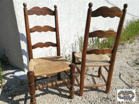 Lot 36 Chaises Et Fauteuils Assortis Bois Massif Et Paille Occasion