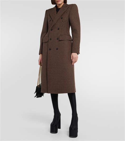 Balenciaga Houndstooth Wool Blend Coat Balenciaga