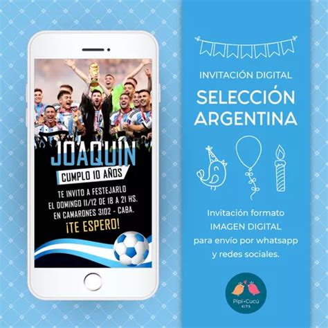 Invitaci N Digital Imagen F Tbol Selecci N Argentina En Venta En