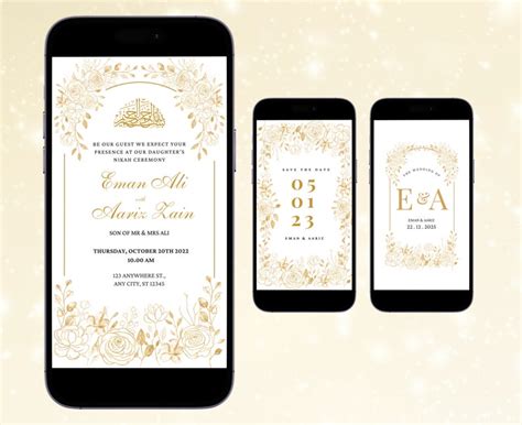 Digital Muslim Wedding Invitation Template Nikkah Invitation Electronic