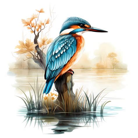 Kingfisher Bird Watercolor Clipart Bundle Cute Colorful Kingfisher