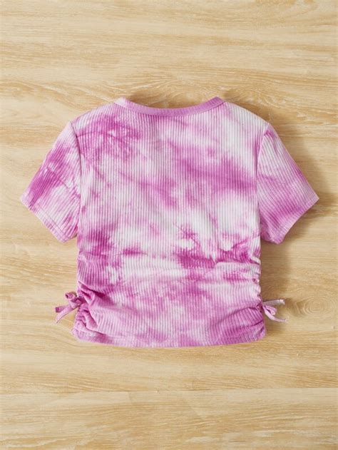 Shein Chicas Adolescentes Camiseta De Tie Dye Con Estampado De Coraz N