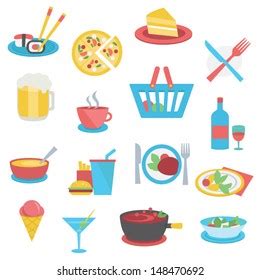 Food Icons Flat Style Stock Vector Royalty Free