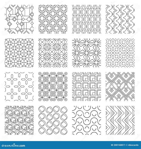 Conjunto De Patrones Uniformes Geom Tricos Abstractos Monocrom Ticos