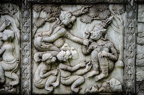 Hd Wallpaper Temple Wall In Thailand Texture Concrete Pattern Old