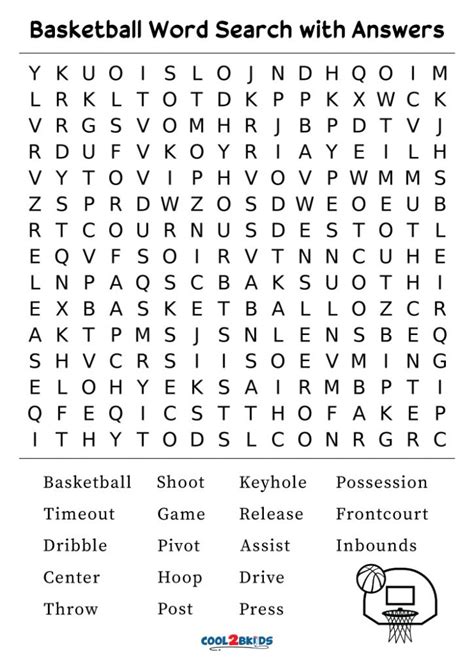 Printable Basketball Word Search Cool2bkids