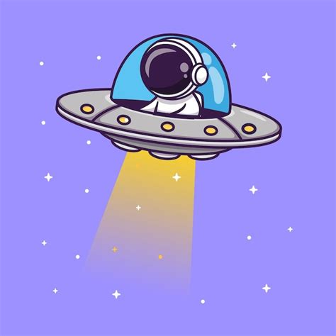 Free Vector Cute Astronaut Riding Ufo In Space Cartoon Vector Icon