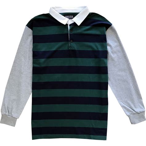 Green And Navy Blue Striped Mens Rugby Shirt Kings Of Ny