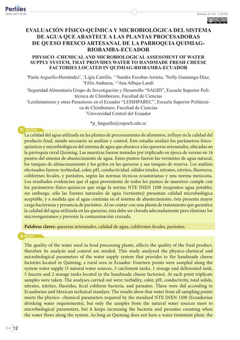 Pdf Evaluaci N F Sico Qu Mica Y Microbiol Gica Del Sistema De Agua