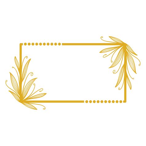 Golden Rectangle Frame With Leaves 13077909 PNG