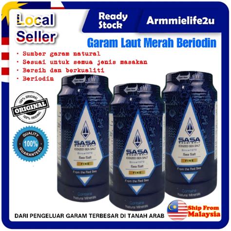 Garam Laut Merah Beriodin SASA Saudi Iodized Red Sea Salt Pure Table