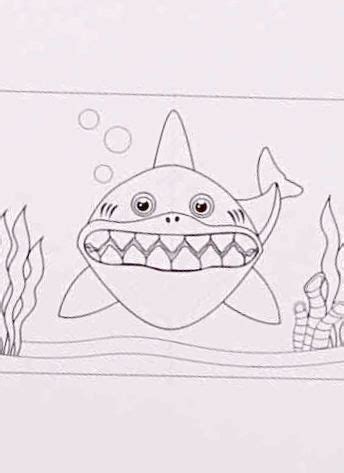 A Drawing Of A Shark With Its Mouth Open And Teeth Wide Swimming In