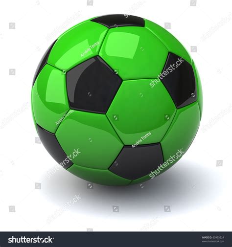 Soccer Ball Isolated Green On White Background Stock Photo 63935224