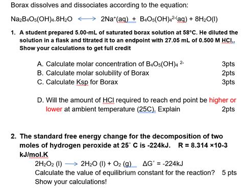 Solved Borax Dissolves And Dissociates According To The Chegg