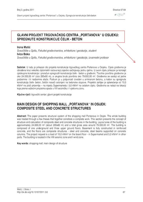 Pdf Glavni Projekat Trgovacke Spregnute Konstrukcije Osjek Novo