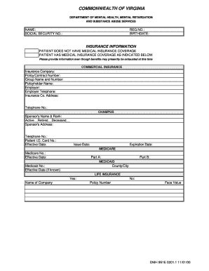 Fillable Online Dbhds Virginia Form 201 5 Virginia Department Of