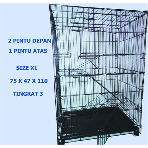 Jual Kandang Kucing Tingkat 3 Besar Xl Ukuran 75x47x110 Shopee Indonesia