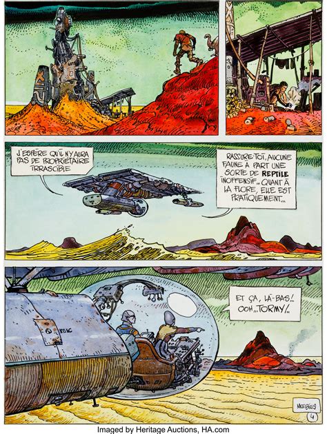 moebius jean giraud   small universe page  original art lot