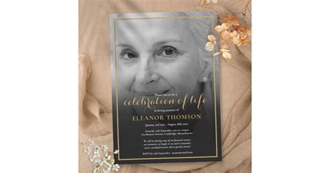 Funeral Black White Photo Celebration Of Life Invitation Zazzle