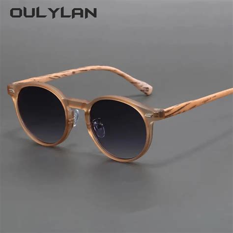 Oulylan Gafas De Sol Circulares Con Marco De Madera De Imitaci N