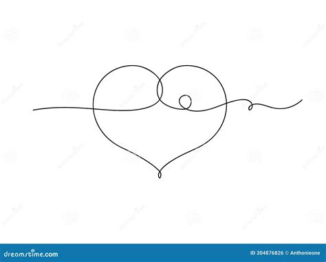 Abstract Love Heart Symbol Continuous One Line Art Drawing Stock