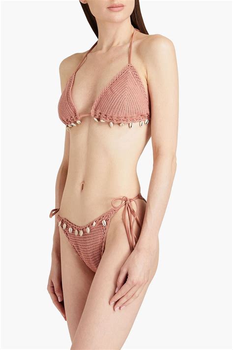 Zimmermann Verzierter Triangel Bikini Aus Geh Kelter Biobaumwolle The