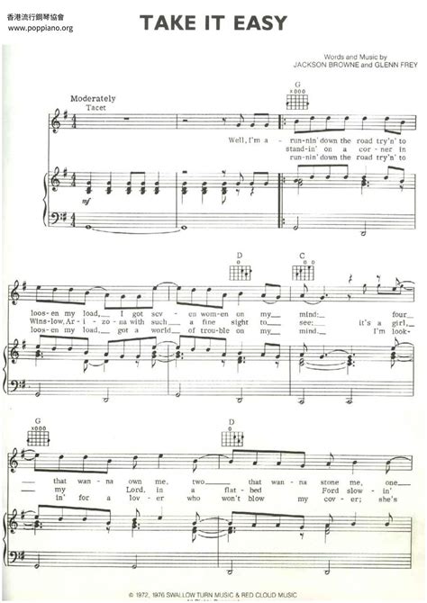 Eagles Take It Easy Sheet Music Pdf Free Score Download ★