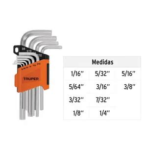 15539 ALL 10P TRUPER Truper Juego 10 Llaves Allen Std Punta Hexagonal
