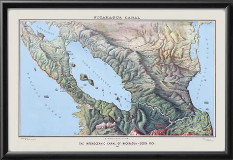 Nicaragua Canal 1888 Restored Map | Vintage City Maps