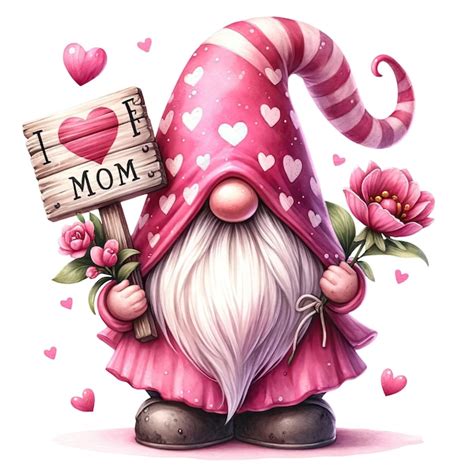 Premium Psd Cute Gnome Valentine Watercolor Clipart Illustration