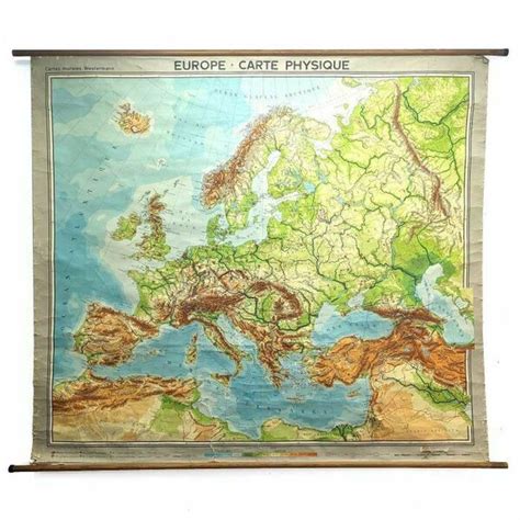 Old Physical Map Of Europe, 1940s | Vinterior