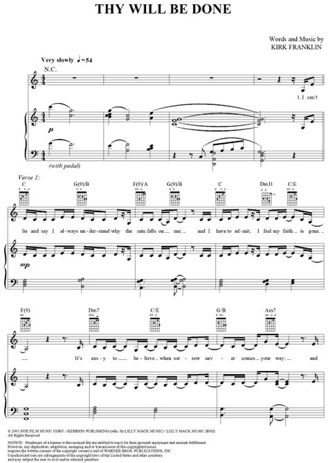 Thy Will Be Done Sheet Music By Deborah Cox For Piano Vocal Chords Sheet Music Now