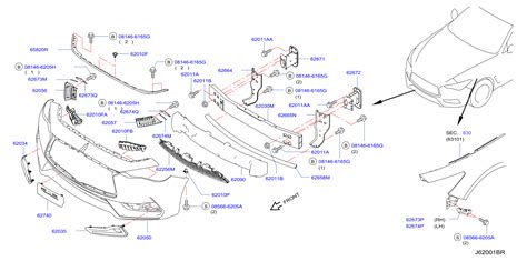 Infiniti M Sedan Sportec Bumper Guide Bracket Right Front A