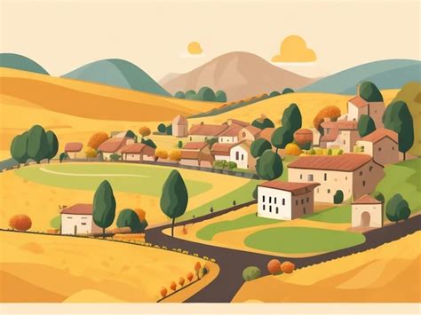 Premium Photo Whimsical Italian Village Cartoon Landscape Delight