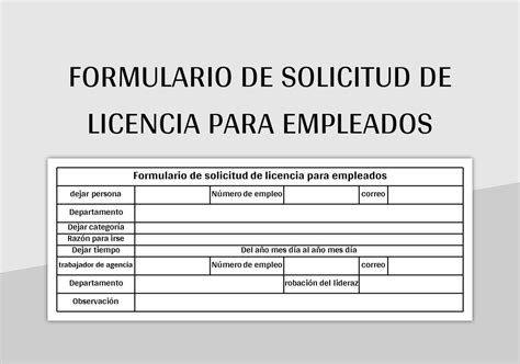 Plantillas Formulario De Solicitud De Licencia Para Hojas De C Lculo De