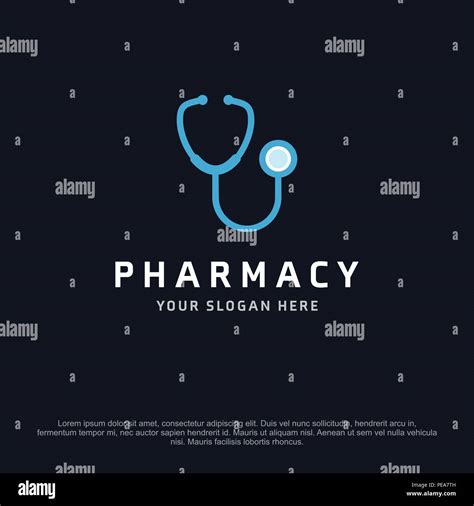 Pharmacy logo design with typography and dark background vector Stock ...