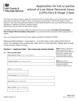 Fillable Online Refund Form Lvpi Application For Full Or Partial