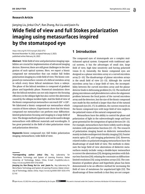 Pdf Wide Field Of View And Full Stokes Polarization Imaging Using